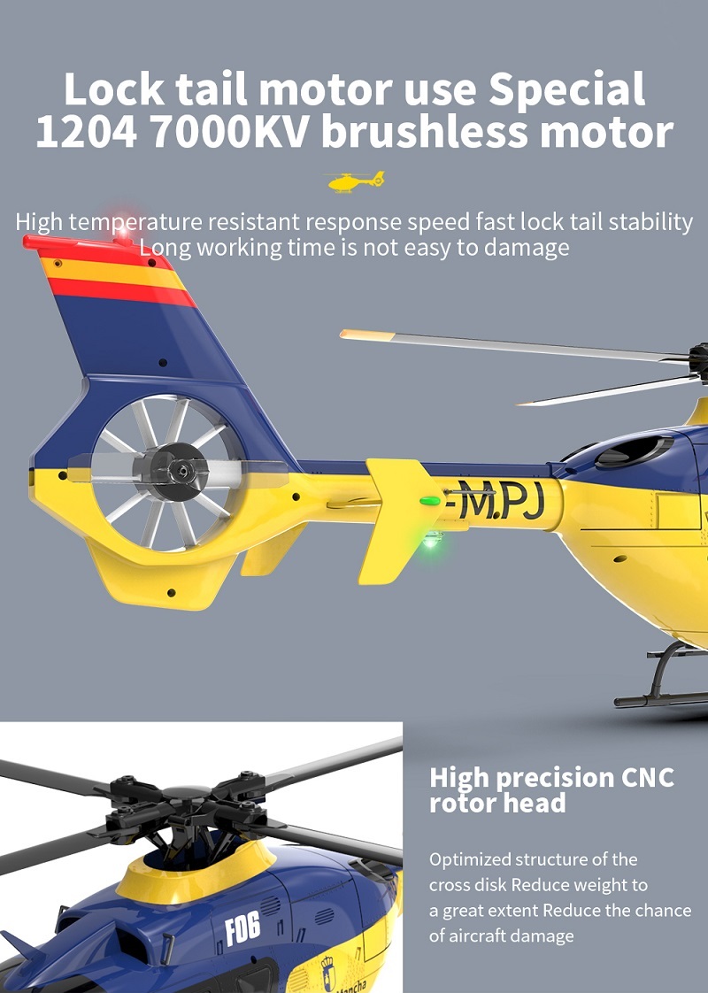 YU XIANG F06 EC135スケールモデル 6CH RC ヘリコプター デュアル 